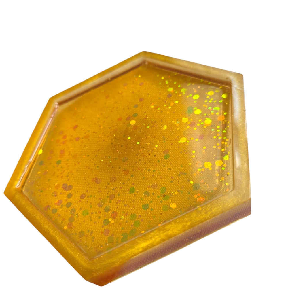 Hexagonal Gold Glitter Coaster/Jewerly dish